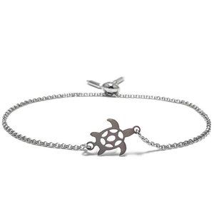 🎉NWT Full Circle Adjustable Slide Bead Box Chain Silver Etched Turtle Bracelet